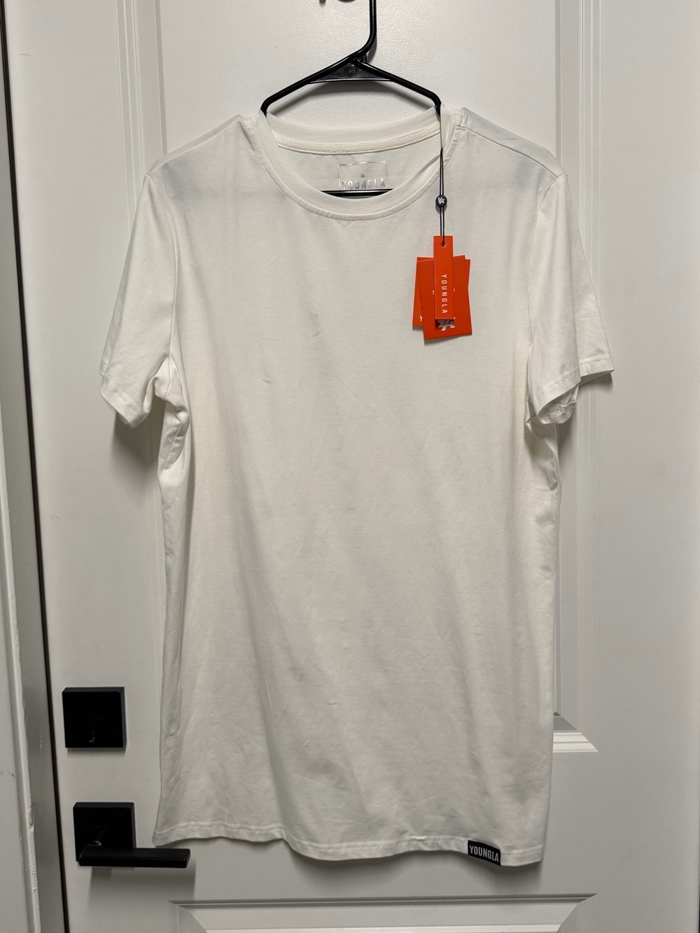 YoungLA Los Angeles White Essential Crew Neck T-Shirt Men’s Medium Stretch Tee